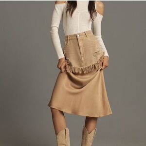 Anthropologie X Pilcro Twofer Slip Midi Skirt sz 0
